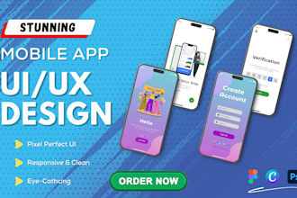 create unique full mobile app, onboarding, splash screen UI UX design in figma