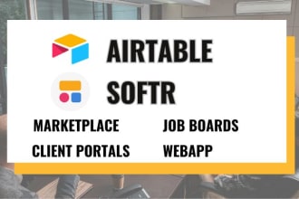 setup airtable database, create glide app, client portal, zapier, softr website