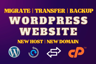 migrate, transfer, clone, and backup wordpress website to any domain or hosting