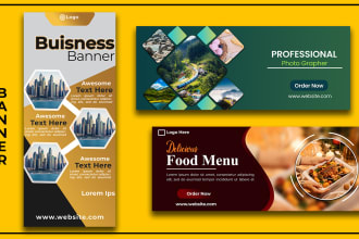do unique social media banner, web banner, roll up, bill board ads banner design