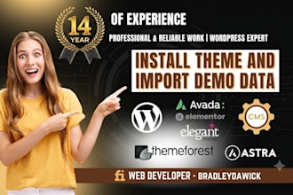 install wordpress theme or plugin and import demo data