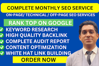 complete monthly SEO service with white hat link building or contextual backlink