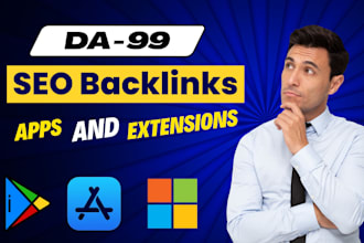 build high authority 90 da softrank seo backlinks from apple, google play store