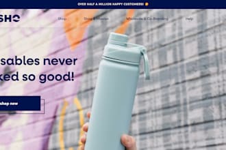 design water bottle shopify website tumbler store drinkware dropshipping website
