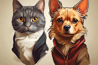 draw cat dog or your pet into vector portrait design