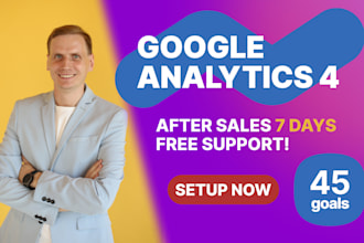 setup google analytics 4 plus 45 goals for the website