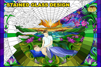 design detailed stained glass or lowpoly for your business