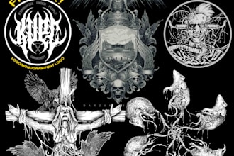 draw a detailed dark art illustration for business