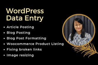do wordpress website data entry, blog posts, woocommerce product listing