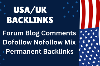 build UK USA based high quality backlinks on dofollow forums blogs comments