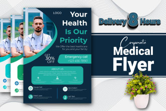 design creative medical flyer, business flyer, brochure, and marketing flyer
