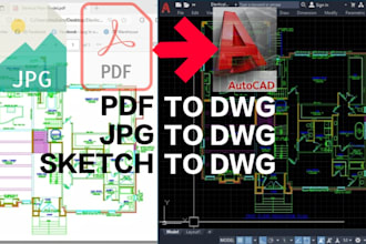 convert pdf, jpg or sketch to 2d autocad drawing