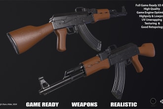 quickly 3d model gun asset and uv unwrap for video game