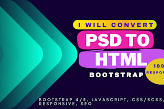 convert psd to html, figma to html, xd to html responsive bootstrap 5