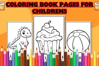 make 30 coloring book pages for children and KDP