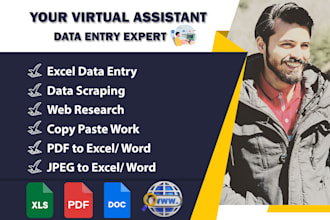 do data entry,  web research,  copy paste, PDF to word