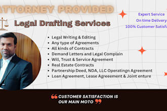 review and draft legal contracts, agreements and legal document
