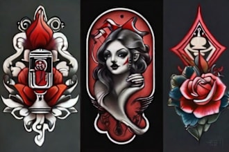 create awesome old school or ink traditional tattoo design