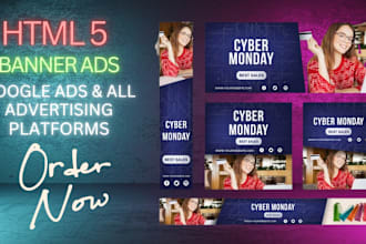 design attractive animated HTML5 google banner ads adwords and web banner