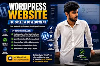 solve wordpress errors, boost site speed and design elementor pages