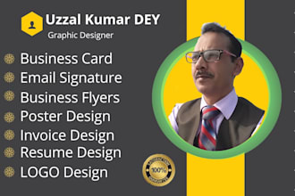 design your logo, business card and flyers, resume, invoice, email signature