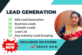 do targeted b2b lead generation, linkedin leads and any industry lead scrapping
