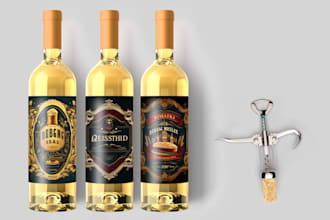 design premium alcoholic label for wine , gin and vodka