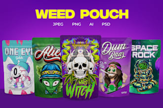 design weed pouch, mylar bag and cbd products label