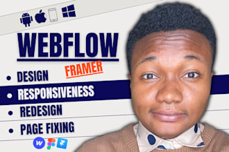 develop and design landing page fix bugs, duplicate webflow framer website