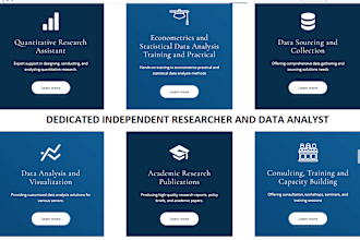 be your independent researcher, data analyst with excel, spss, eview, stata or r