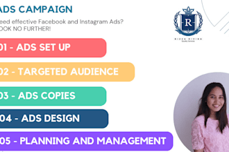 setup facebook ads campaign, copy and design