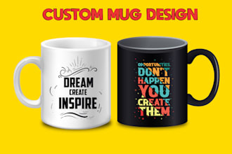 do custom coffee mug design or typography coffee mug design