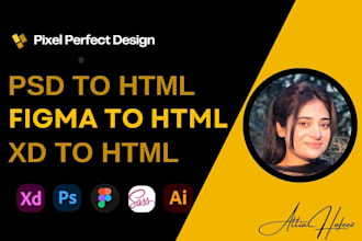 convert PSD to HTML, figma to html css, adobe xd to HTML