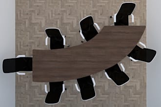 design custom 3d office table renders and plan