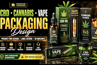 create cbd, cannabis, vape, and cigarette box packaging and product label design