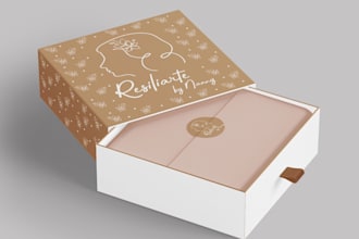 design elegant box sleeve, food, cosmetics, belly band, product packaging labels