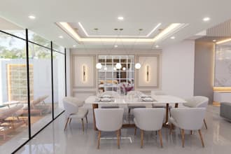 do kitchen living dining bed 3d interior design realistic render by architects