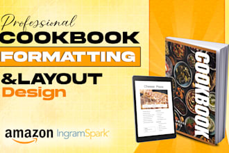 cookbook or recipes book cover and layout design and formatting print and ebook