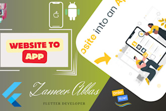 convert website to mobile app android and IOS with flutter, website to app
