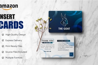 design amazon product insert cards, thank you cards, packaging insert