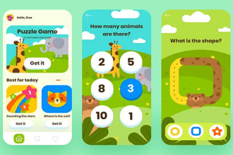 do mobile app ui ux, game ui ux design in figma for kids