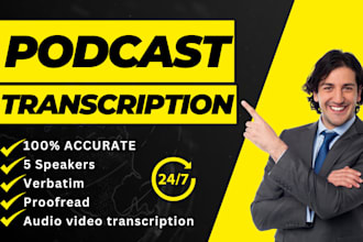 do professional podcast transcription and transcribe audio or video