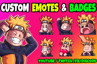 create custom chibi twitch emotes or sub badges or sticker