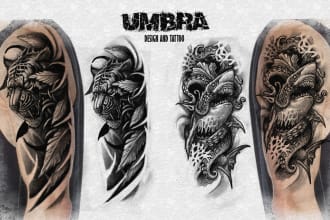 create an exclusive tattoo design in blackwork style