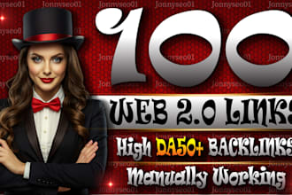 create 100 high authority da50 web 2 0 backlinks powerful SEO link building