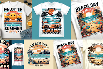 do custom vintage summer beach travel tour t shirt design
