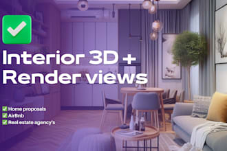 do interior 3d design for remodeling, real estate or airbnb