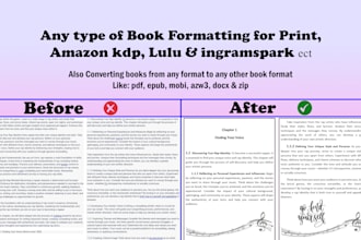 do book formatting for amazon kdp, ingramspark and lulu
