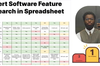 research software features in a spreadsheet