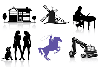 draw vector silhouette and stencil illustration and object